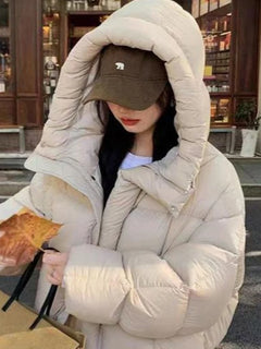 Trendy American Sle Women'S Ort Cotton Jaet Coat with Hood Winter Faion Small Size Design Sense Bread Clothes