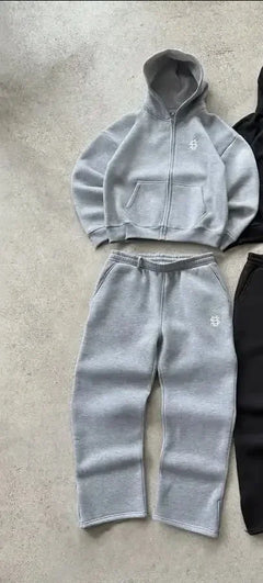 2025 European and American Fashion Embroidery Design Men Clothing Set Y2K Street Harajuku Gothic Loose Couple Casual Tracksuit