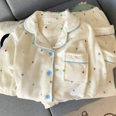 Plus Size Sleepwear Women'S Flannel Thickened Winter Warm Home Clothes Set Pink Bear Cross-Border Online Live Broadcast