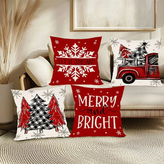 4Pcs Christmas Pillow Covers 45X45Cm Pillowcases Navidad Xmas Throw Pillow Covers for Home Sofa Couch Christmas Decorations 2025