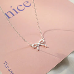 Delicate Silver Color Bowknot Pendant Necklaces for Women Unique Design Fashion Handmade Jewelry Gift