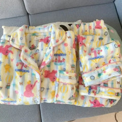Plus Size Sleepwear Women'S Flannel Thickened Winter Warm Home Clothes Set Pink Bear Cross-Border Online Live Broadcast