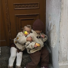 Fashion Baby Girl Boy Cotton Padded Lamb Wool Jacket Infant Toddler Child Cartoon Print Fleece Jacket Winter Baby Clothes 1-7Y