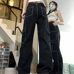 Jeans Women'S Straight-Leg Loose-Fit Spring Autumn/Winter 2025 New High-Waisted Slimming Petite Wide-Leg Cargo Pants