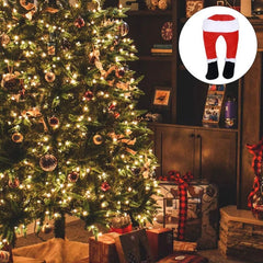 Christmas Santa Leg Decorations, Filled Christmas Tree Topper Fireplace Hanging Ornaments, Holiday Party Supplies