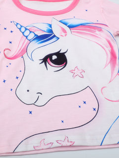 Girls Unicorn Cartoon Long Sleeve Pajamas Two Piece Set