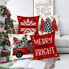 4Pcs Christmas Pillow Covers 45X45Cm Pillowcases Navidad Xmas Throw Pillow Covers for Home Sofa Couch Christmas Decorations 2025