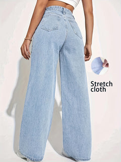 Four-Season Pure Color CPUY Brand Women'S Fashion Straight-Leg Stretch Denim without a Belt Popular Autumn and Spring Style
