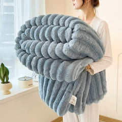 Light Luxury Solid Color Multifunctional Rabbit Velvet Blanket Winter Thick Warm Flannel Used for Bedroom Living Room Blanket