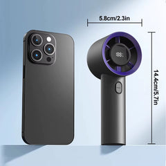 Portable Handheld Mini Fan USB Rechargeable 5 Speed Electric Fan with LED Display Screen for Home Office Outdoor Travel Camping