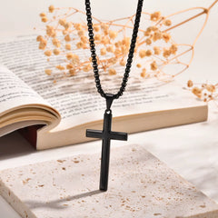 Simple Mens Cross Pendant Necklaces, Classic Stainless Steel Plain Cross Collar Necklaces