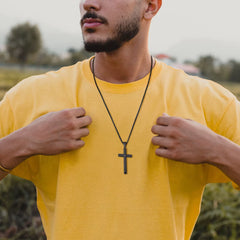 Simple Mens Cross Pendant Necklaces, Classic Stainless Steel Plain Cross Collar Necklaces